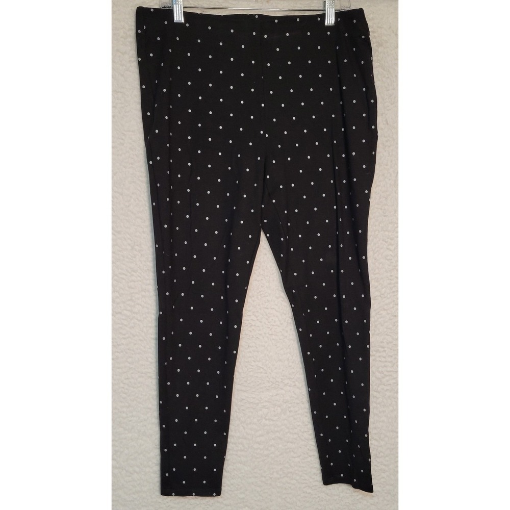 Chicos Polka‎ Dot Ankle Leggings Black Size 2 Womens Stretch 1363